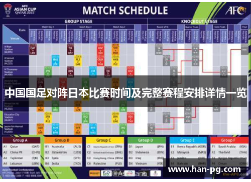 中国国足对阵日本比赛时间及完整赛程安排详情一览