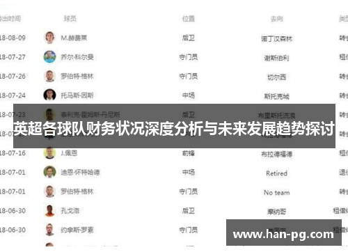 英超各球队财务状况深度分析与未来发展趋势探讨 英超各球队财务状况深度分析与未来发展趋势探讨